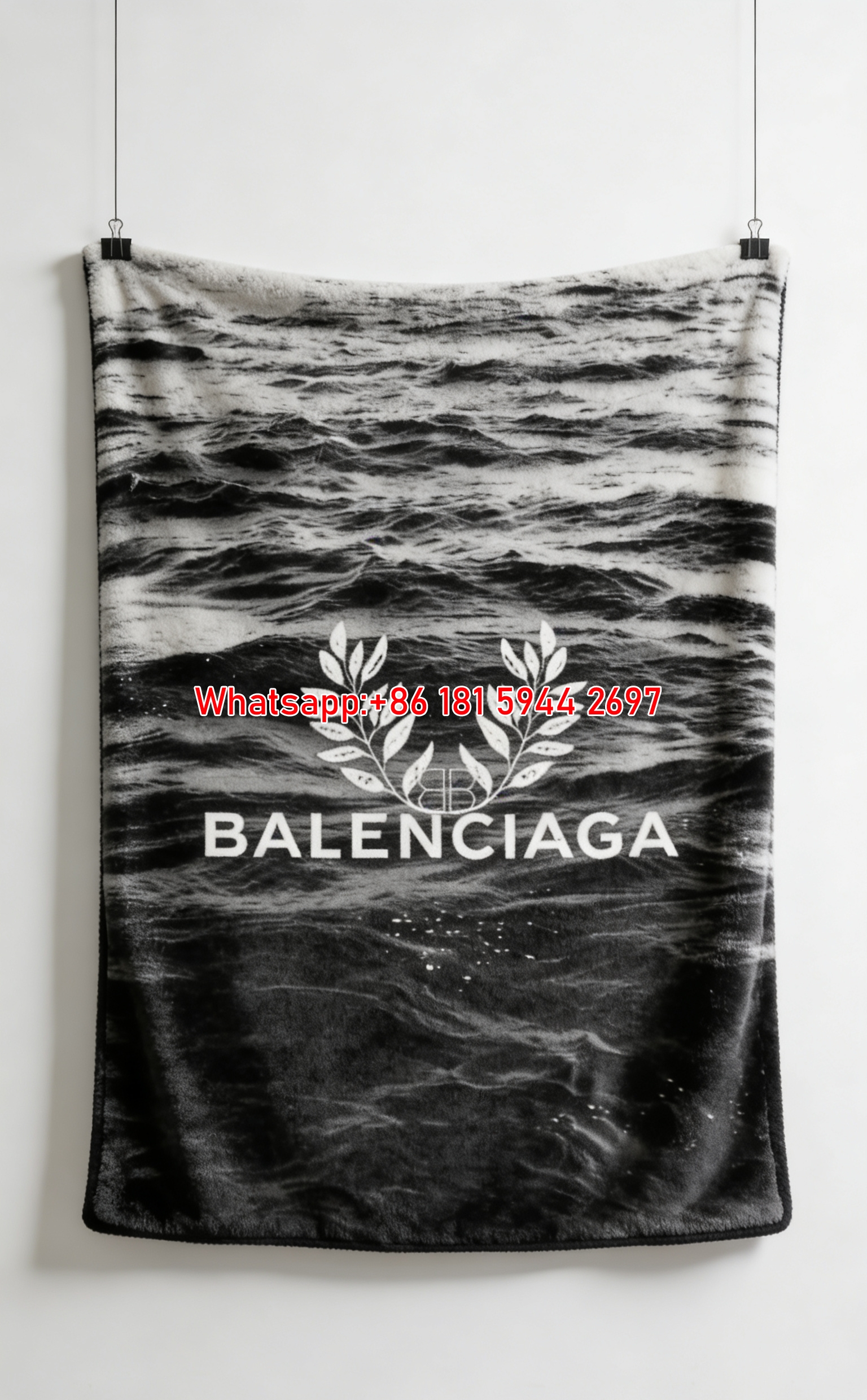 Balenciaga Ocean Wave Flannel Sofa Throw Blanket Luxury Brand Cover BA006